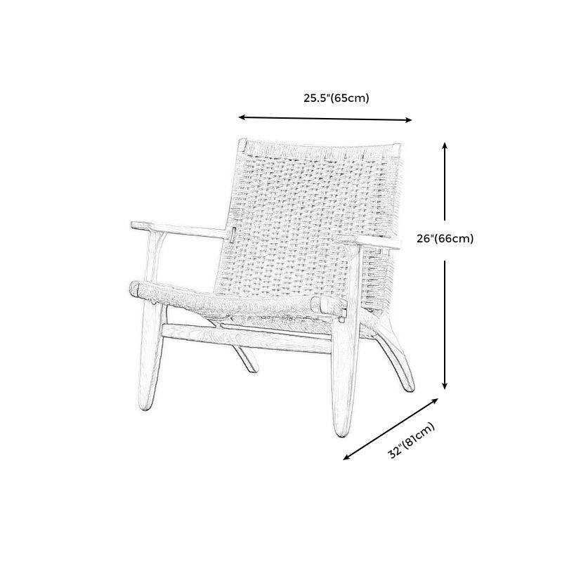 25.59" L x 31.88" W x 25.98" H Brown/Nautral Woven Accent Chair Solid Wood Lounge Chair