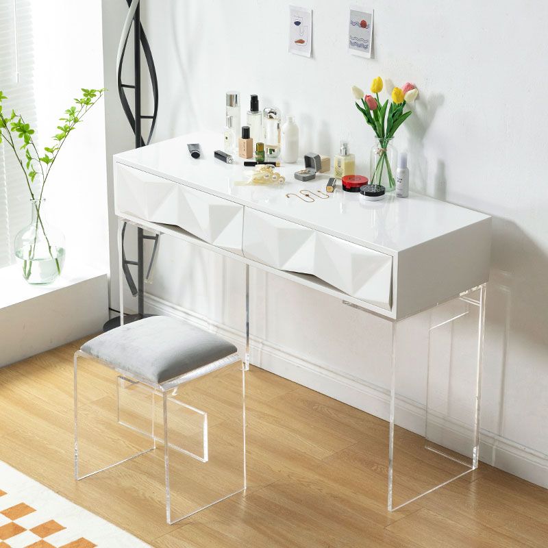 Modern Makeup Dressing Table Stool Set with 1/2 Storage Drawers