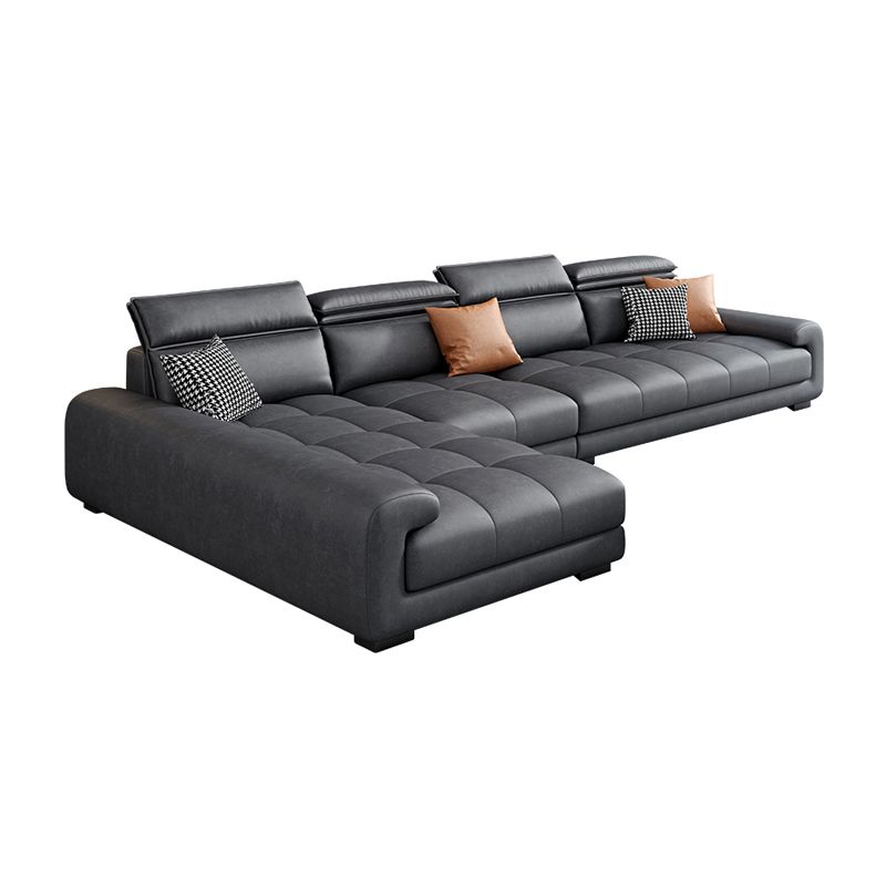 Modern 39.3"H Faux Leather Pillow Top Arm Sofa & Chaise for Living Room