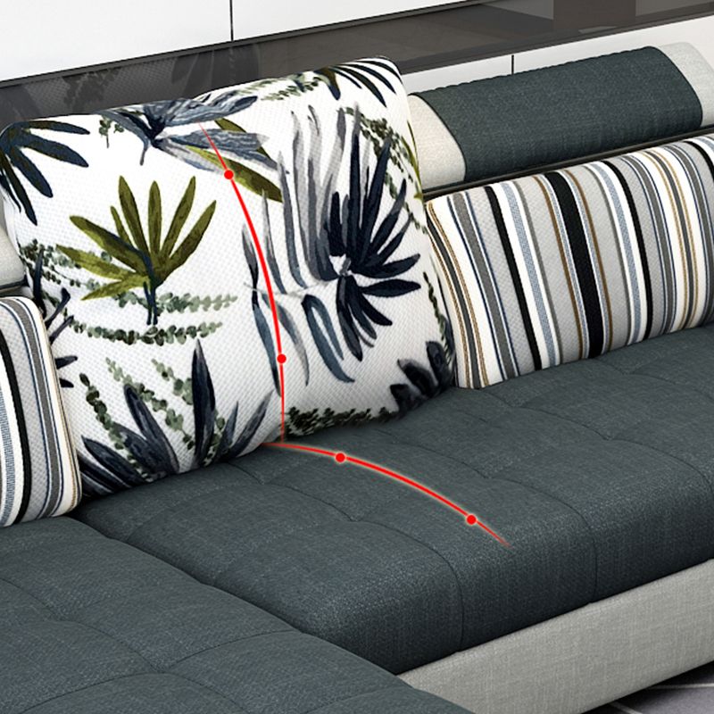 Contemporary Sloped Arms Modular L-Shape Furniture Sectionals
