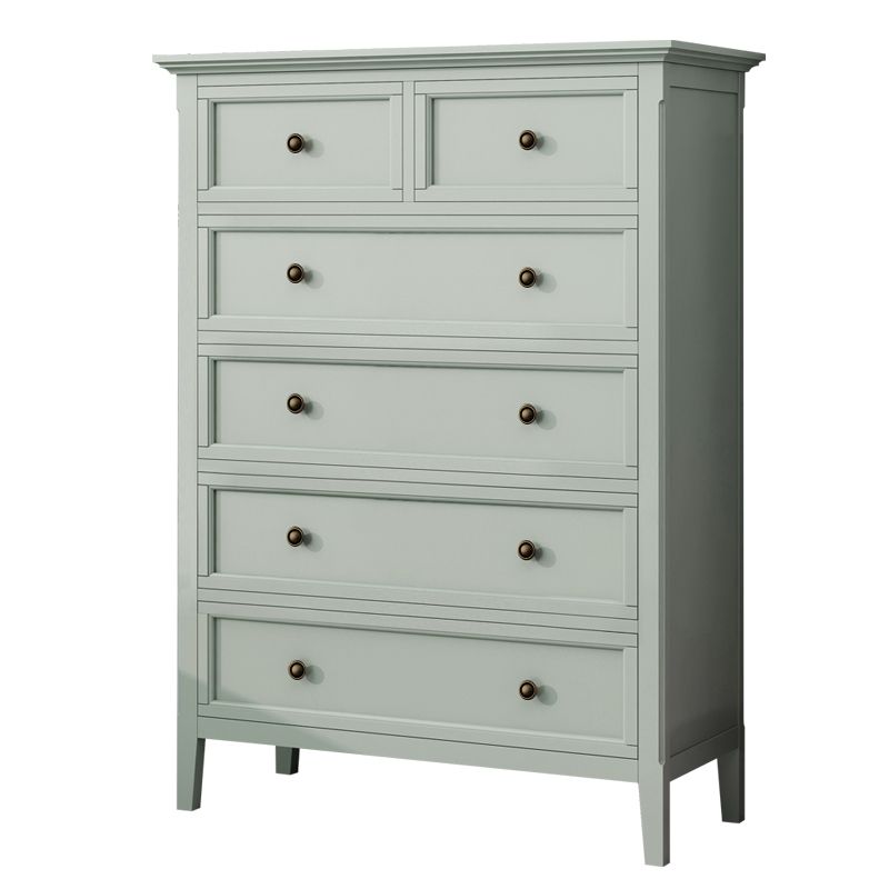 Green Scandinavian Wood Storage Chest with Soft-Close Drawers for Home