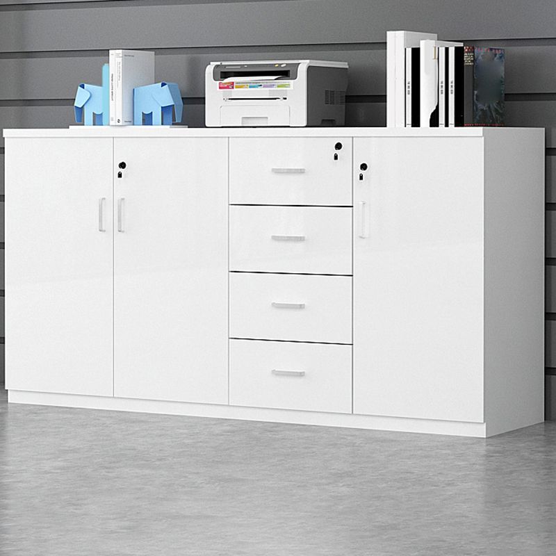Modern File Cabinet White Wooden Frame Storage Lateral File Cabinet