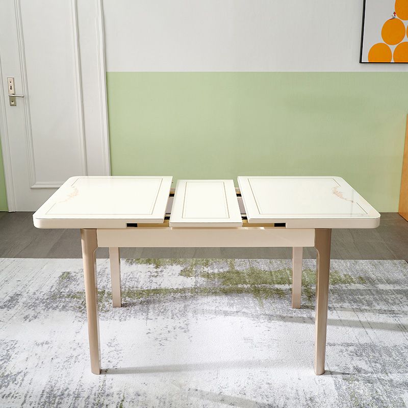 5/7 Pieces Tempered Glass Top 4 Wooden Legs Dining Set for Home