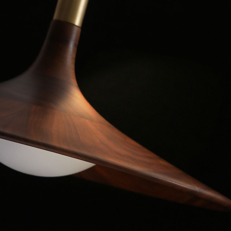 Modern Hanging Light Wooden Shade Pendent Light Fixture for Sitting Room