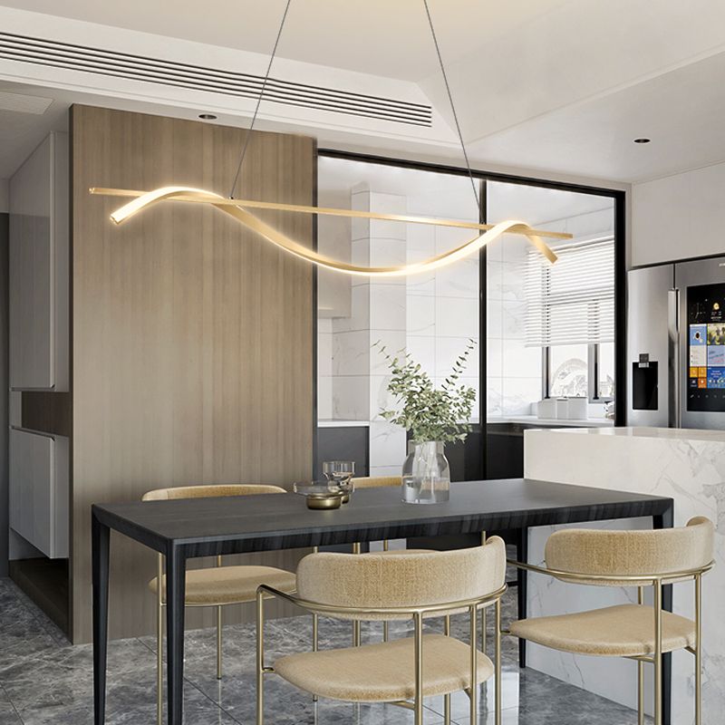 LED Strip Shape Pendant Light Dining Room Kitchen Modern Chandelier Light