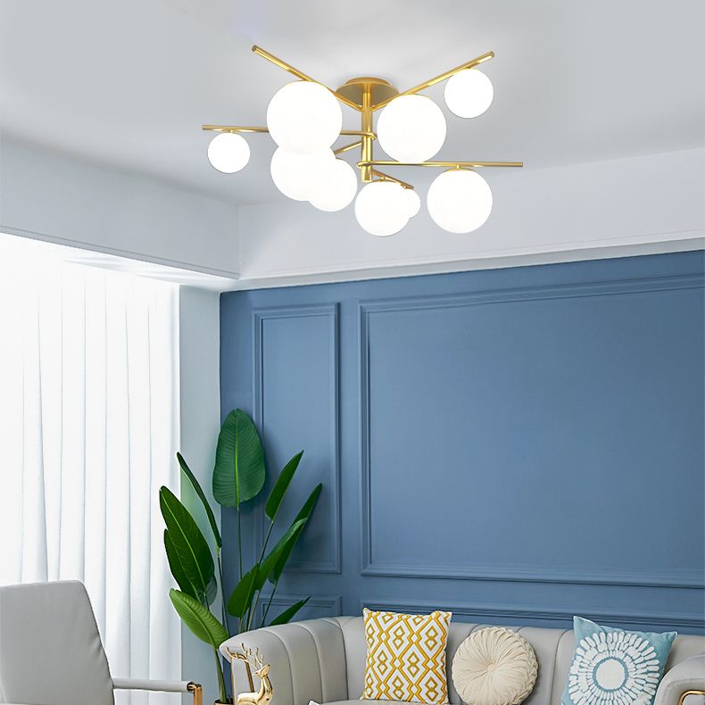 Plafonnier à bulles de verre, lampe semi-encastrée de style moderne pour chambre à coucher