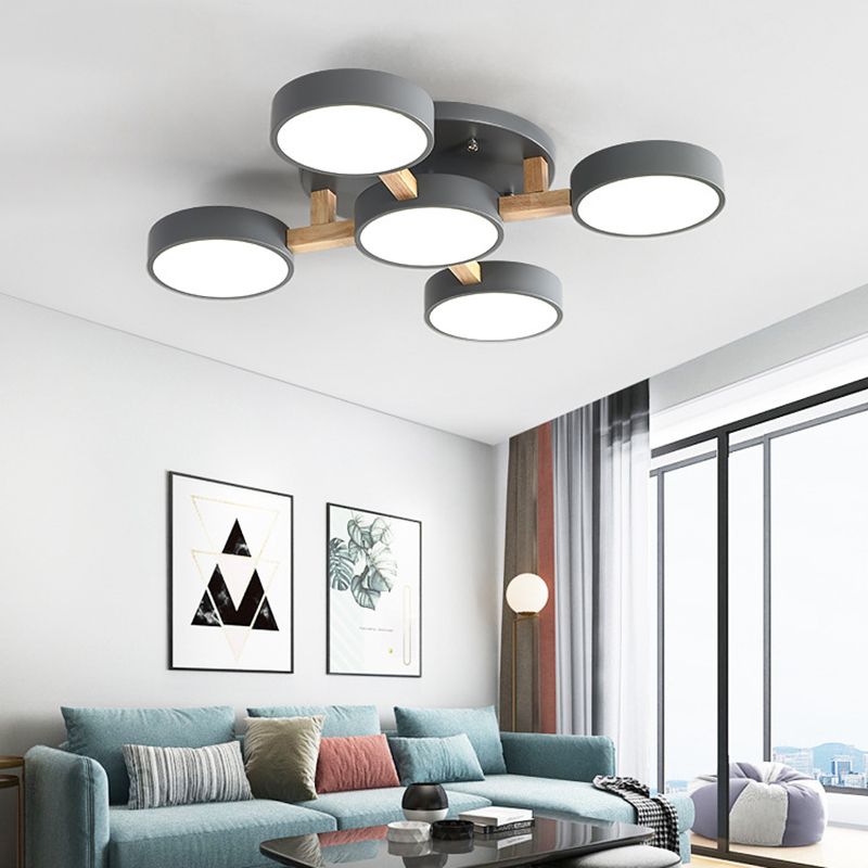 Nordic Molecular Semi Mount Lighting Metallic 5-Light Living Room Ceiling Light