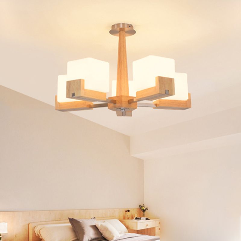 Quadratische Kronleuchterleuchte moderne weiße GlaSpendant Beleuchtung für das Restaurant