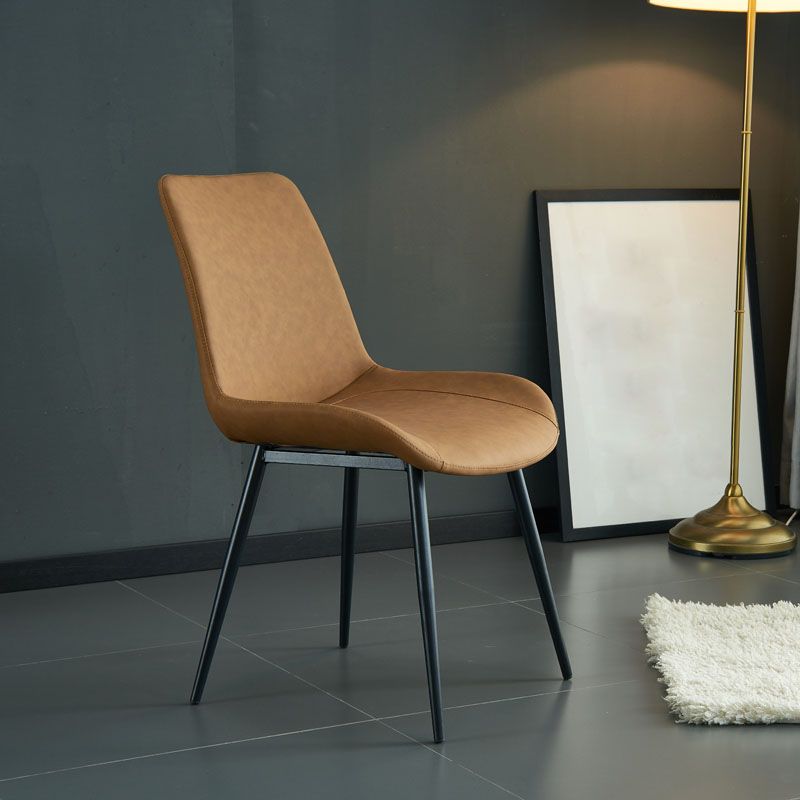 Industriële stijl lederen eetkamerstoelen stevige achterarm eetkamerstoelen voor keuken (set van 2)