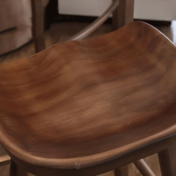 Modern Armless Backless Counter Stool Pine Wood Cafe Bar Stool with Pedal