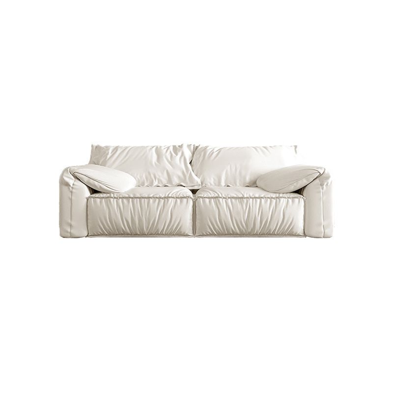 Contemporary Leather Sofa Pillow Top Arm Sofa with Cushions Back