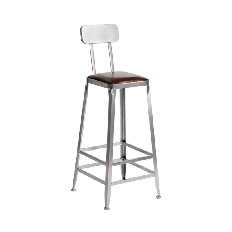 Industrial Coffee Shop Footrest Stools Silver Iron Bar Stool