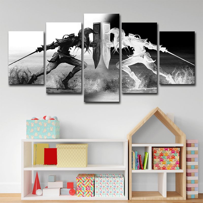Legend of Zelda Game Canvas Grey and White Kids Wall Art Decor for House Interior