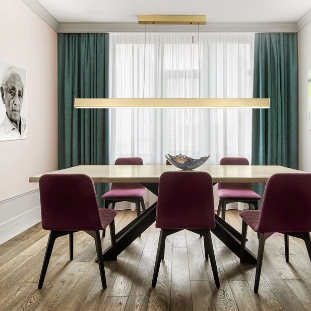 Linear Island Lighting Fixtures Metal Minimalism Pendant Lighting Fixtures for Restaurant