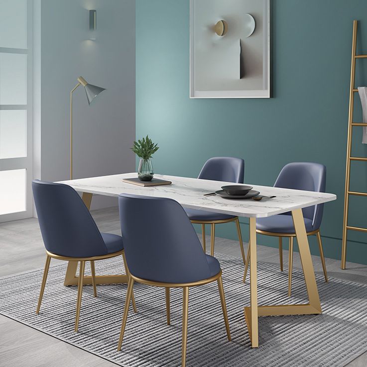 Nordic Glam Style 1/4/5 Pieces Dining Sintered Stone Dining Table Set with Metal Legs