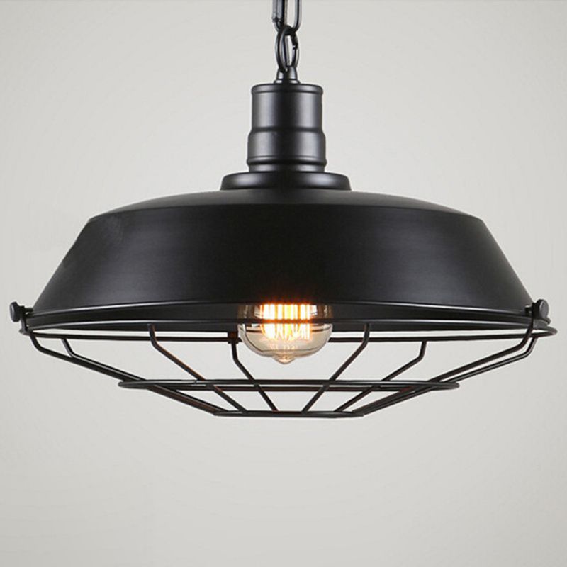 Luce sospesa retrò larga 18 pollici con sfumatura industriale in stile industriale a gambo di ferro per corridoio per corridoio per corridoio per corridoio