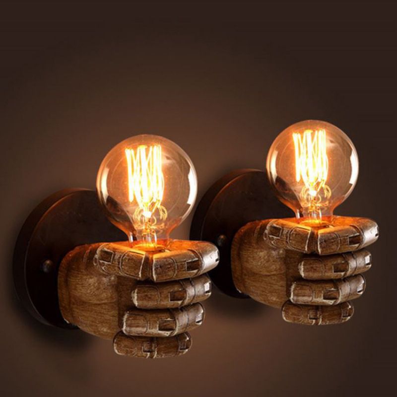 Retro Industrial Style Fist-shaped Wall Sconce Resin 1 Light Sconces for Bar Cafe