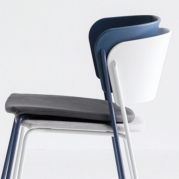 Contemporary Metal Stackable Chairs Kitchen Dining Room Open Back Side Chair