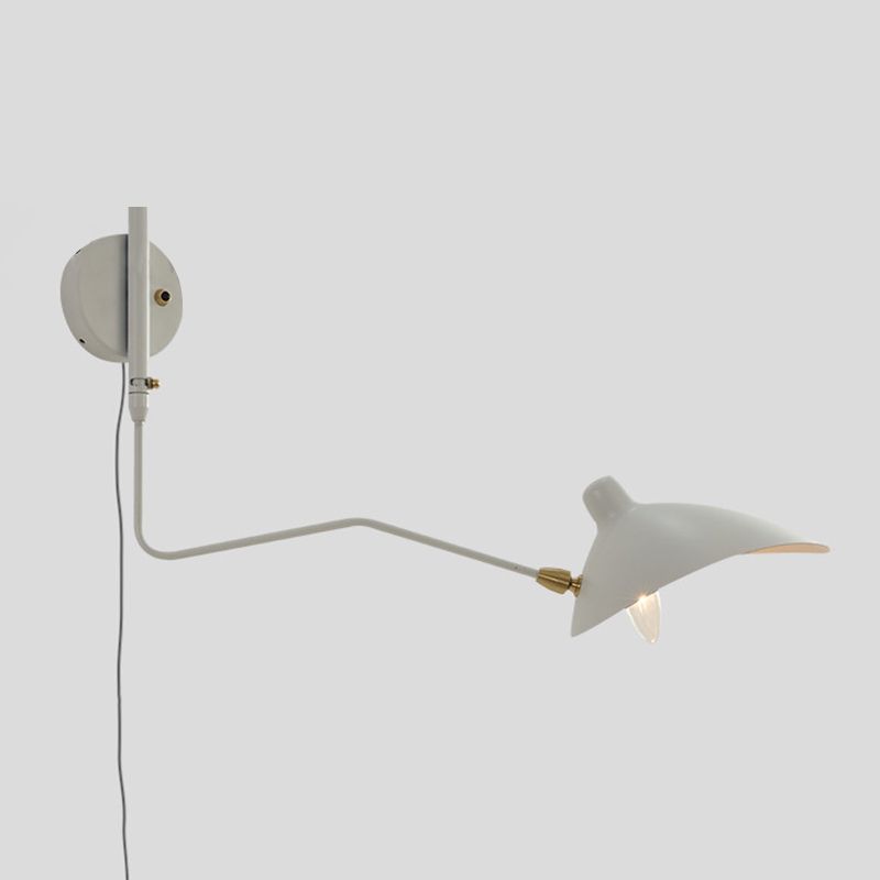 Modern Wall Sconce Linear Shape Reading Wall Light with Metal Shade in White for Bedroom