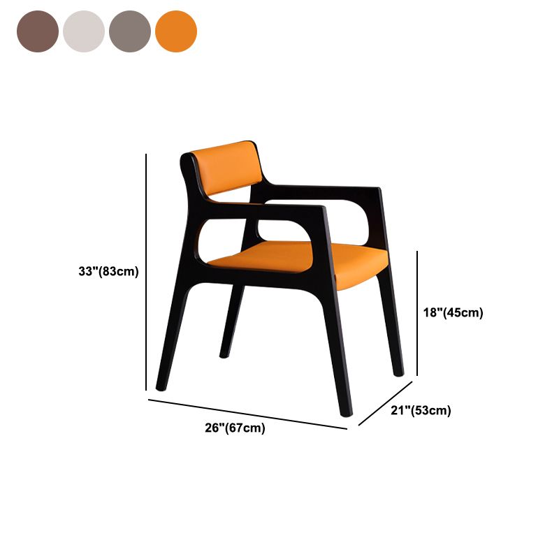 Modern Upholstered Dining Arm Chair Solid Wood Chair with Black Legs