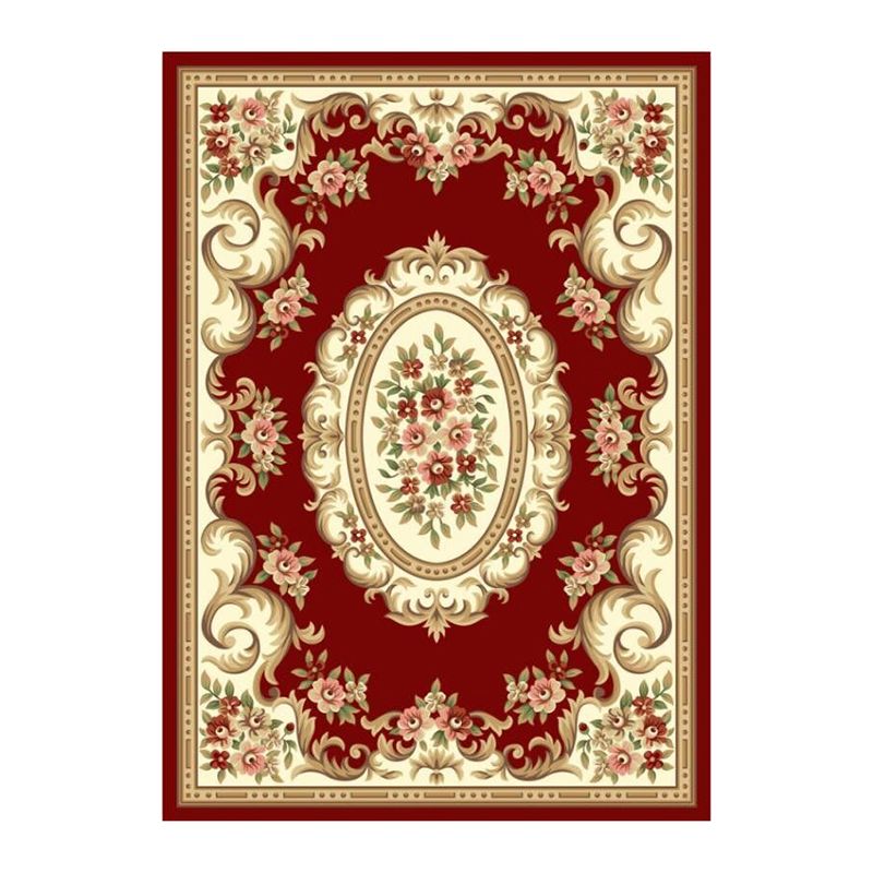 Victorian Floral Printed Carpet Polyester Area Rug Stain Resistant Indoor Rug for Living Room