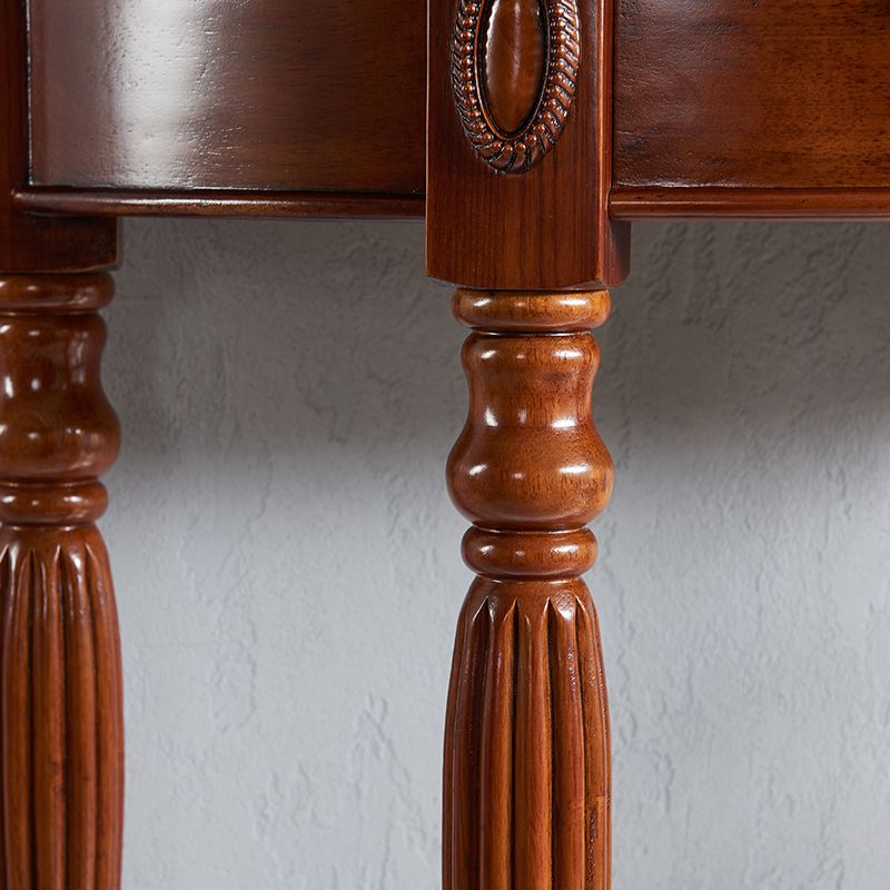 Solid Wood Half Moon Console Table 1-drawer 35.43" Tall Accent Table