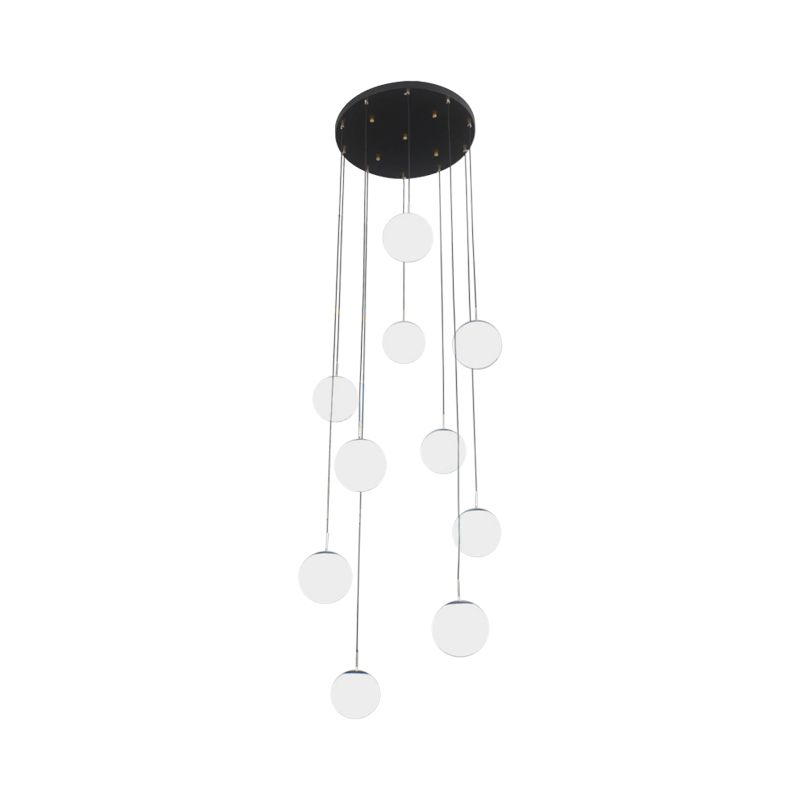 Ball Multi Pendant Light Moderniste Cream Glass 10 Heads Black Suspension Lampe pour le salon