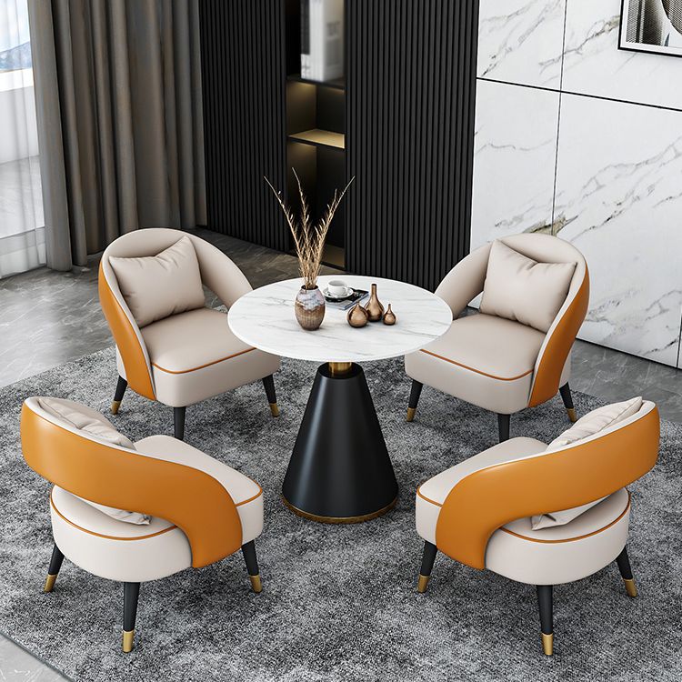Traditioneller luxuriöser runder Esszimmer Tisch Sintered Steintisch mit schwarzer Sockelbasis