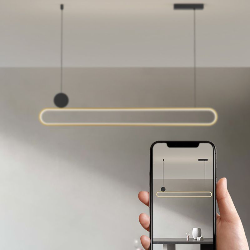 Eigentijdse stijl lineaire vorm eilandlichten metaalhangende hanglampen in goud