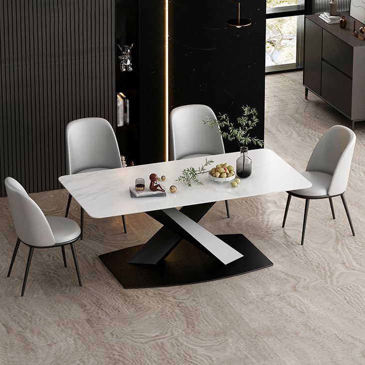 Modern Rectangle Dinette Set 1/2/5/7 Pieces Dining Table Set with Sintered Stone Top