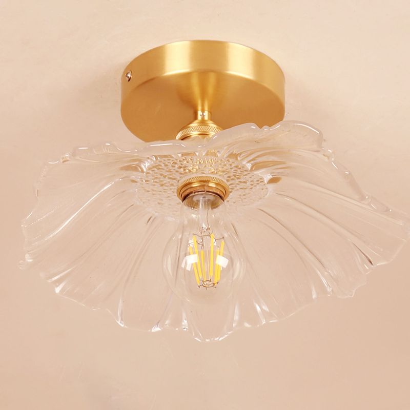 Lámpara de techo de pasillo de vidrio estilo simplicidad con montaje empotrado de flores en dorado