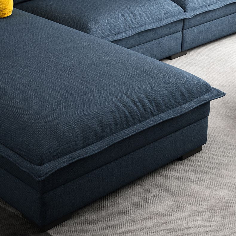 4-seater Fabric Slipcovered Sectional L-shape Square Arm Sectional Sofa