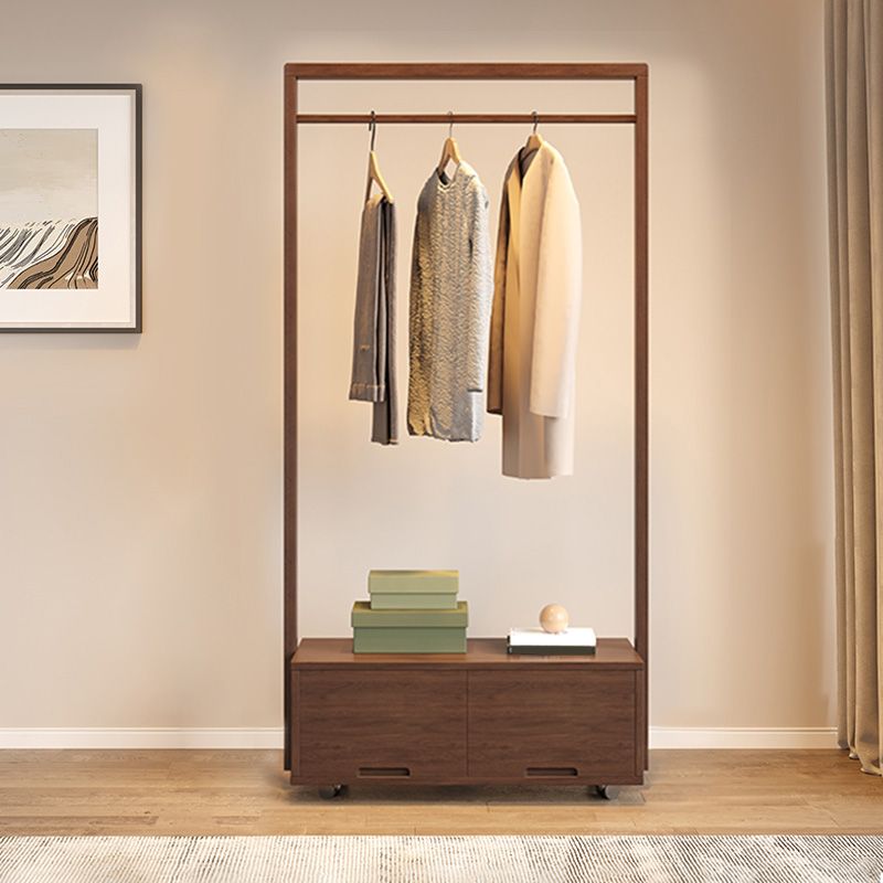 Wooden Open Wardrobe Modern Minimalist Bedroom Wardrobe Armoire with Drawers