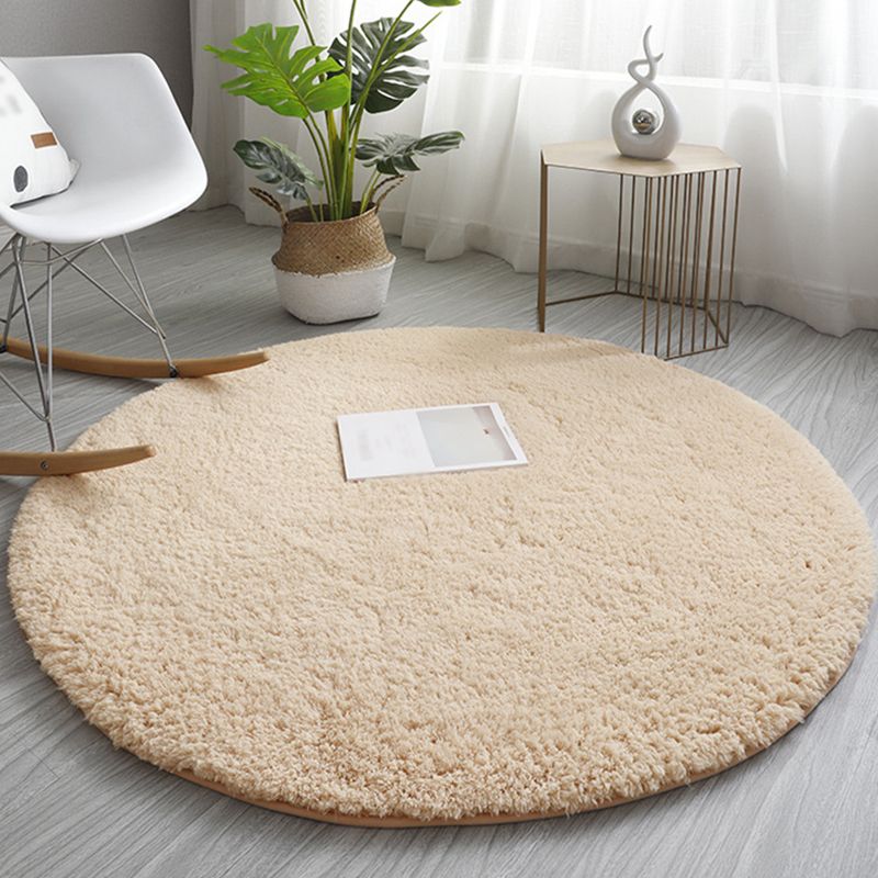 Lässiger runder Shag Teppich moderner, farbiger Teppichfleckfest -Resistent Polyester Fläche Teppich für Wohnzimmer
