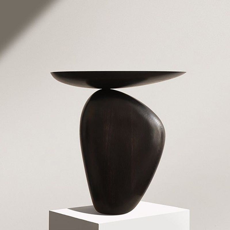 Contemporary Side End Table Oval Pedestal  Living Room Solid Wood Corner Table