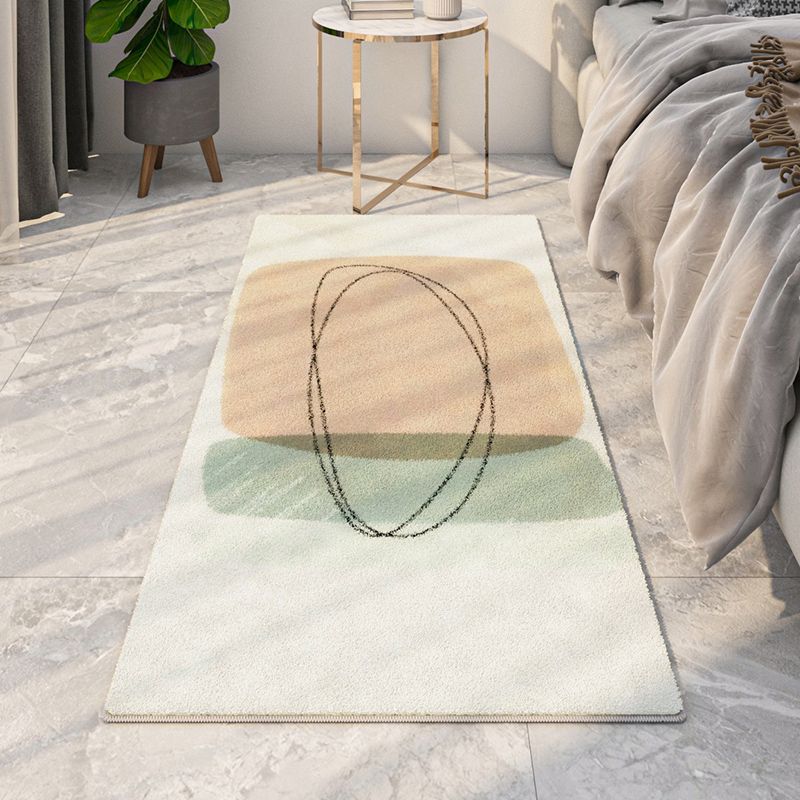 Light Green Modern Carpet Polyester Color Block Carpet Washable Carpet for Living Room