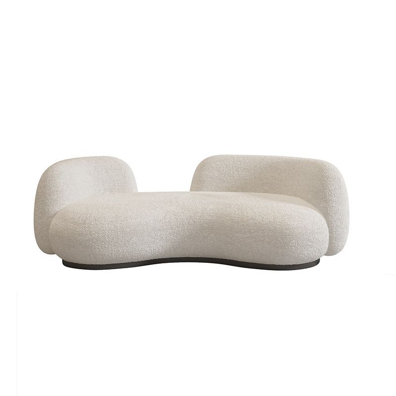 Contemporary White Wool Sofa with Tuxedo Arm and Black Base for Apartment
