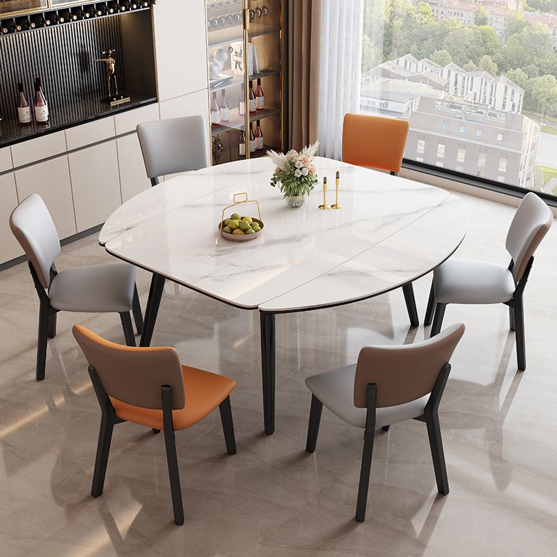 Modern Extendable Stone Dining Table Wood Base Table for Dining Room