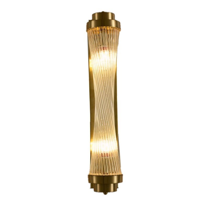 2 - Light Flush Mount Metal and Crystal Post Modern Wall Sconce in Black / Gold