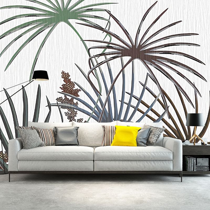 Illustration Palmetto Fan Leaf Mural Decal Full-Size Wall Covering for Living Room, Custom Print