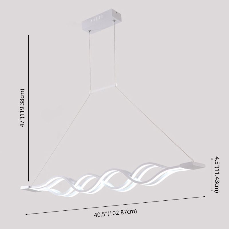 Luce isola a led a forma d'onda bianca nella moderna semplicità in ferro battuto luce a sospensione con ombra acrilica