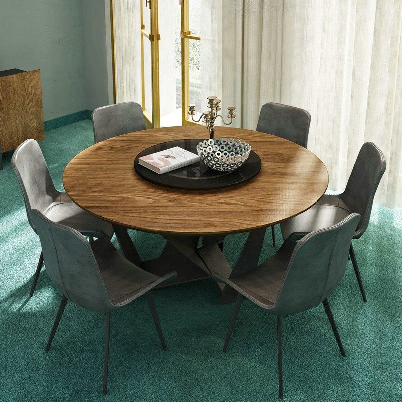 Contemporary Style Table Solid Wood Dining Table Round Shape Excluding Turntable