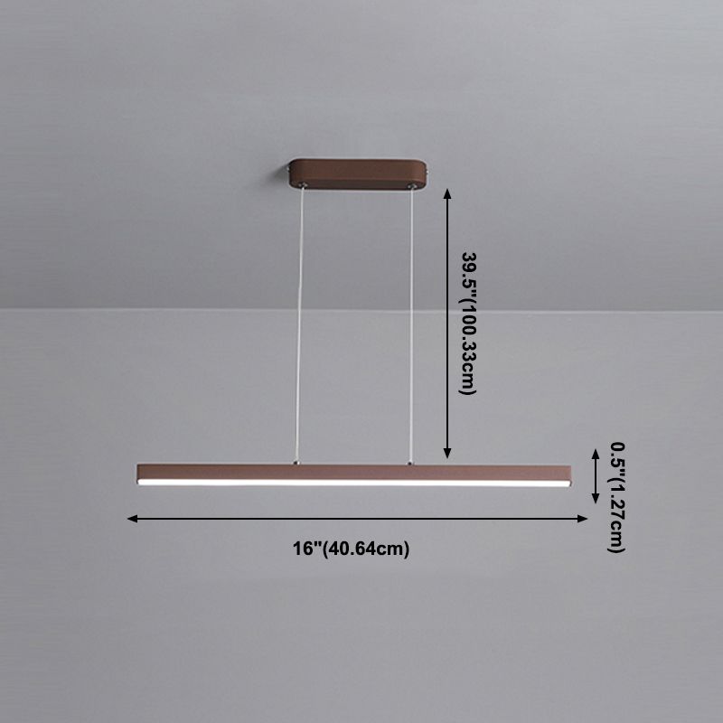 1-Licht lineare Inselbeleuchtung zeitgenössische Metallinsel Deckenleuchte in Braun