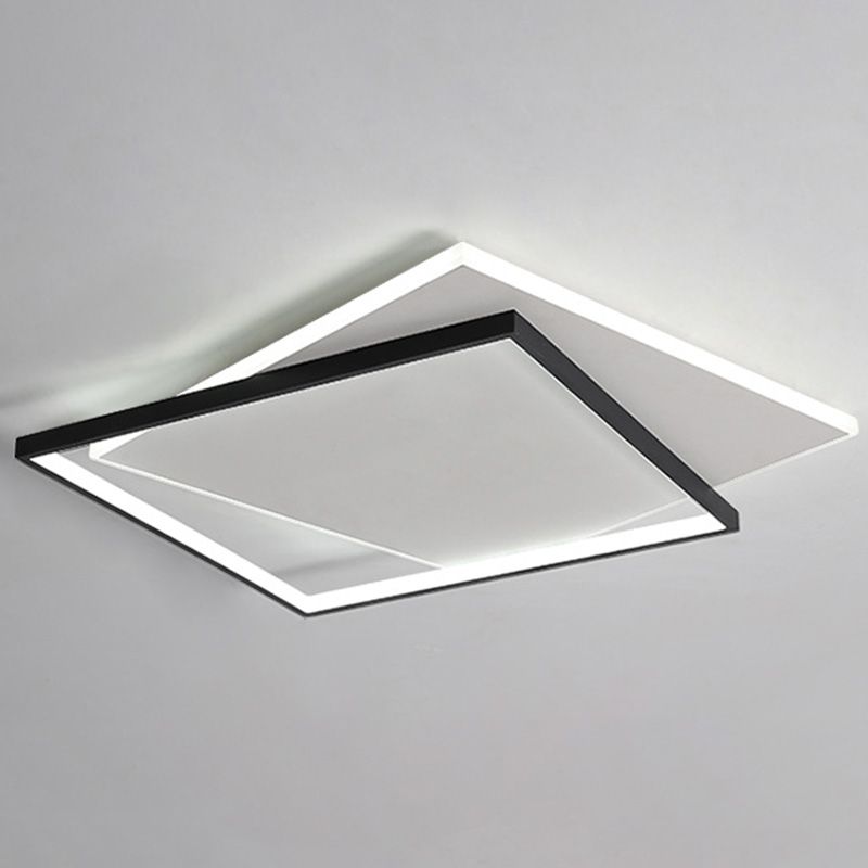 Simplicity LED Ceiling Lamp Double Squares Geometric Shape Flush Mount Lighting Fixture with Acrylic Shade
