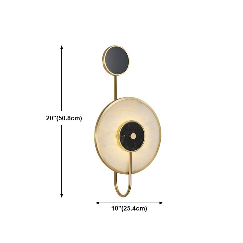 Modern Metal Wall Light Gold Round 20" High Wall Sconce with Mica for Bedroom