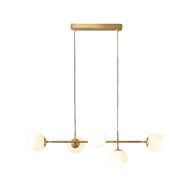 Modern Style Ball Shape Island Pendants Glass Pendant Lights in Gold for Dining Room