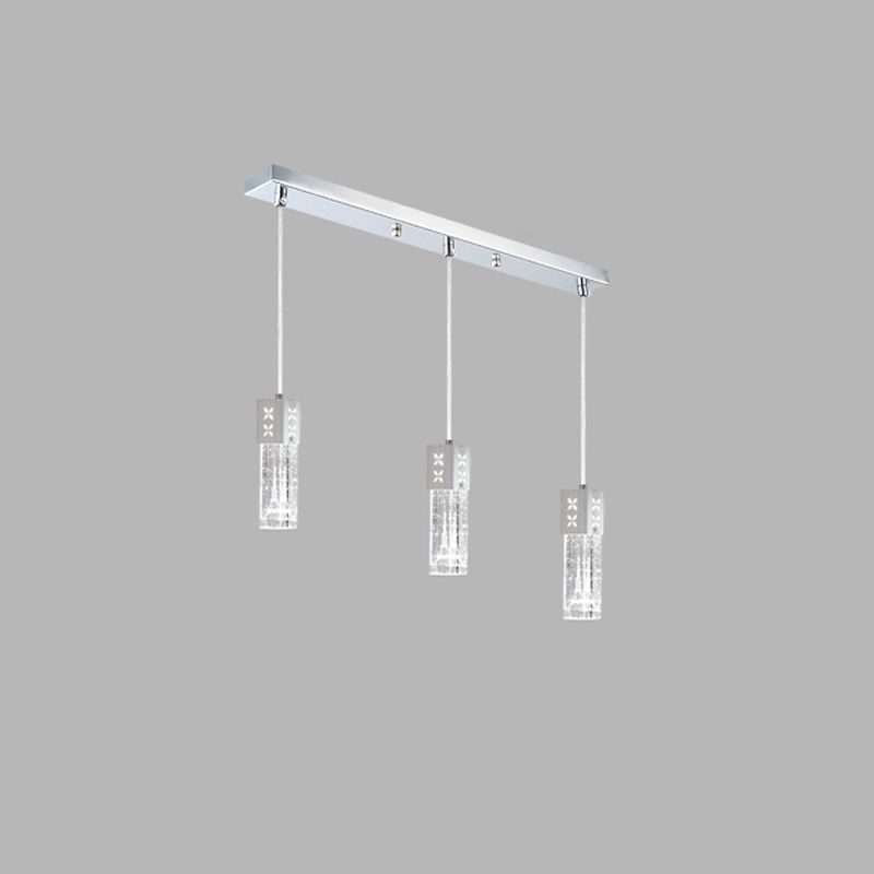 Lineaire hangende verlichtingsarmaturen Moderne 3-lichts heldere suspensielamp met kristalschaduw