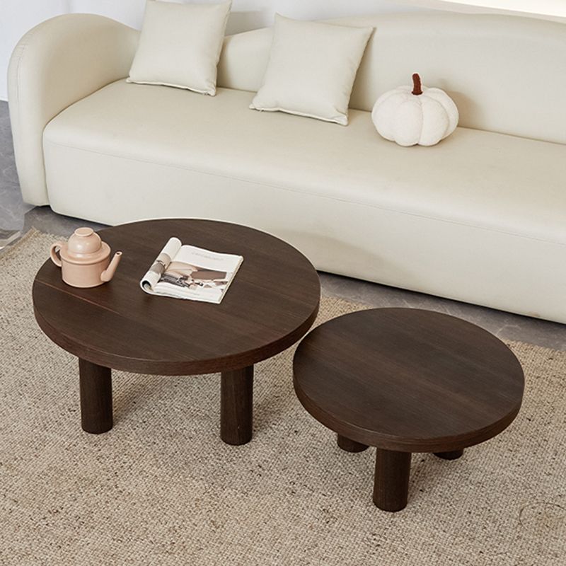 Scandinavian 3 Legs Coffee Table Round Wooden Coffee Table Set for Home