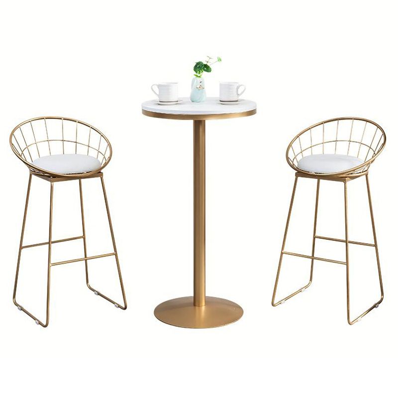 Glam 1/2/3 Pieces Faux Marble Bar Table Set Fixed Table Counter Set for Home Use