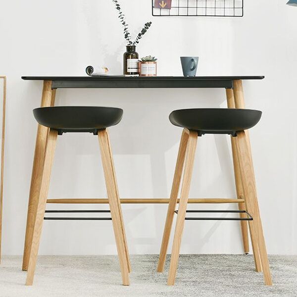 Nordic Plastic Bar-stool Bucket Seat Counter Bar Stool with Wood Legs